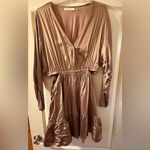 Mustard Seed Gold Long Sleeve Dolman V-Neck Dress